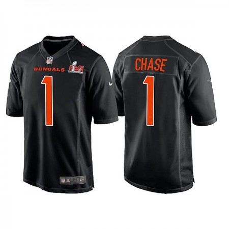 Miesten Cincinnati Bengals NFL Pelipaita Ja Marr Chase 1 Game Musta 2022 Super Bowl LVI